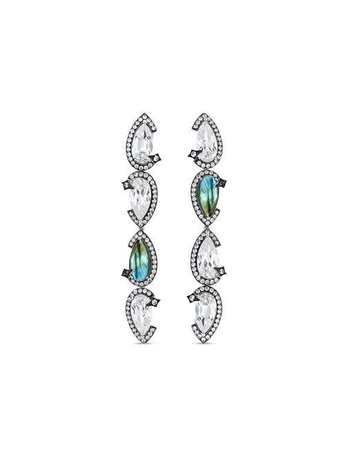 SALLY SKOUFIS Metallic Nourish Drop Earrings With Natural Diamond & Made Cz Diamond Stimulant