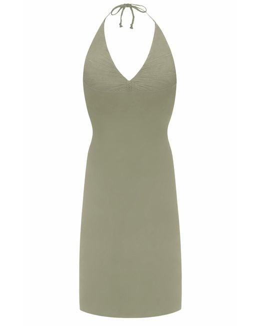 Chic by Lirette Green Korte Halter Jurk Natural