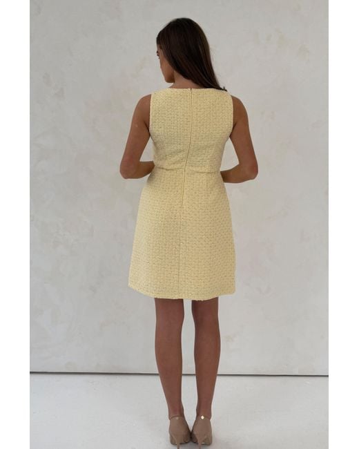 Girl In Mind Yellow Athenia Tweed Pocket Detail Mini Dress