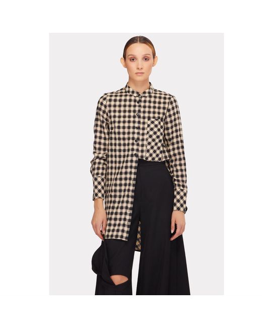 Julia Allert Black Neutrals Casual Loose Fit Long Plaid Shirt