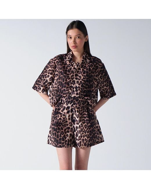 LOVEIST STORE Black Leopard Print Oversized Shirt