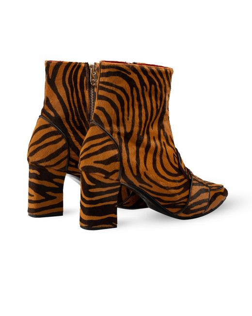 Rosamund Muir London Brown Neutrals Luciana & Dark Zebra Print Loafer Boots