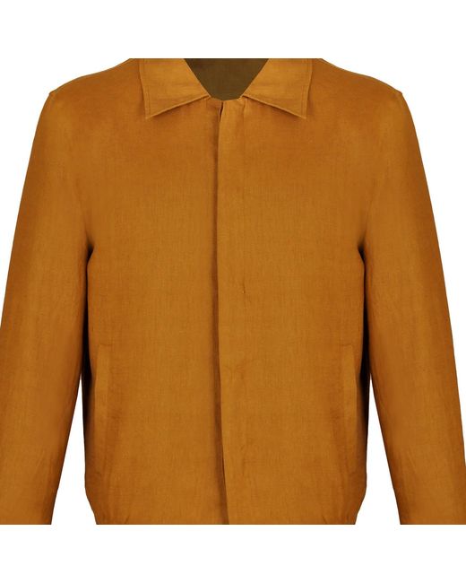 DAVID WEJ Brown Hugo Linen Aviator Jacket for men