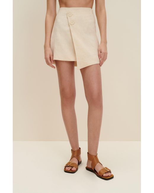 JAAF White Neutrals Asymmetric Mini Skirt In Sandy