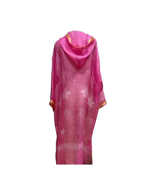 Tiger and the Monkey Pink The Gabriella Handloomed Sheer Silk Shibori Coverup Duster
