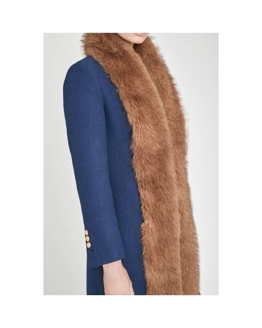 The Extreme Collection Blue Sapphire Faux Fur Structured Long Coat