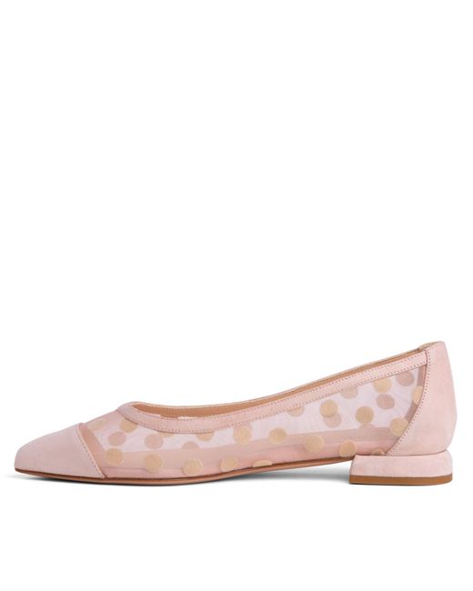 Beautiisoles by Robyn Shreiber Made in Italy Pink Blake Baby Polka Dots Flat Comfortable Mesh For Dressy Work & Elegant Evening Wedding Ballerina