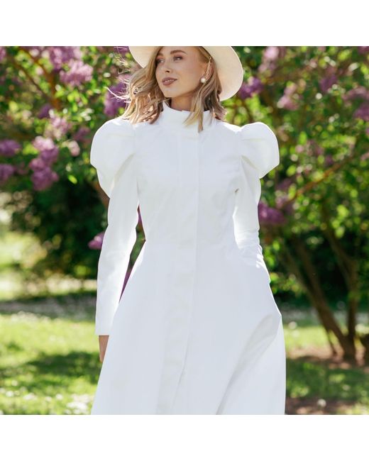 RainSisters White Coat With Balloon-Styled Sleeves: Majestic
