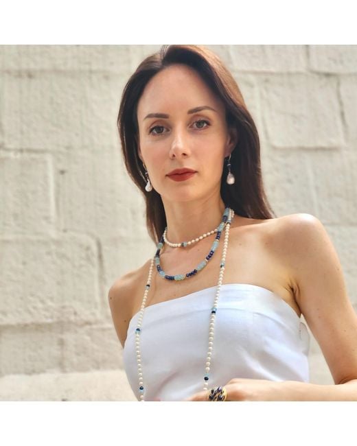Farra Blue Lapis With Opal Color Matching Necklace