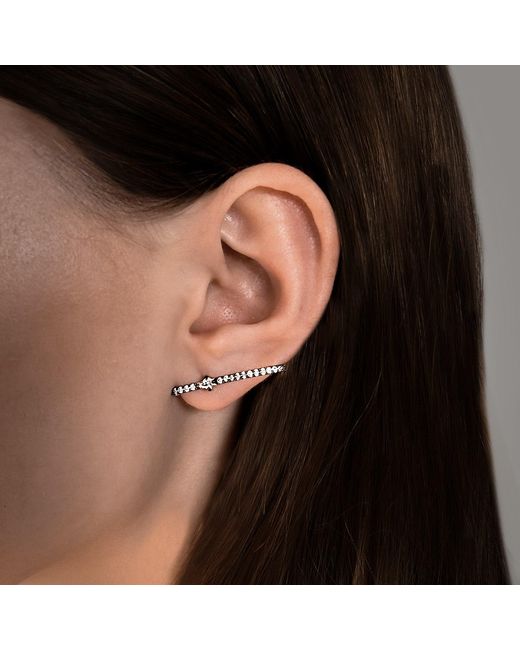 SALLY SKOUFIS White Revolution Huggie Earrings With Made Cz Diamond Stimulant