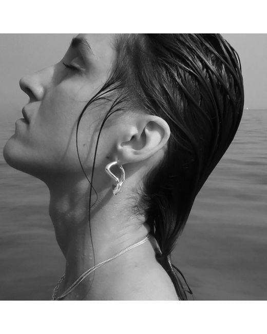 Potoska Metallic Curved Maxi Hoop Earrings