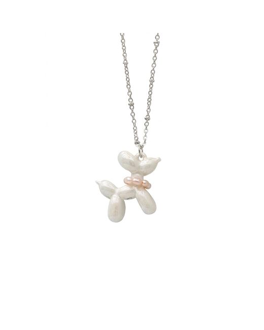 POPORCELAIN Metallic Pearly Porcelain Balloon Doggie Necklace, Tone