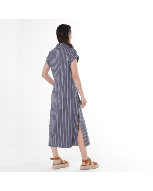 Metamorph Blue Midi Striped Denim Dress
