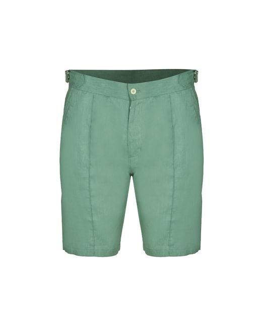 DAVID WEJ Green Hugo Linen Short With Side Adjuster for men