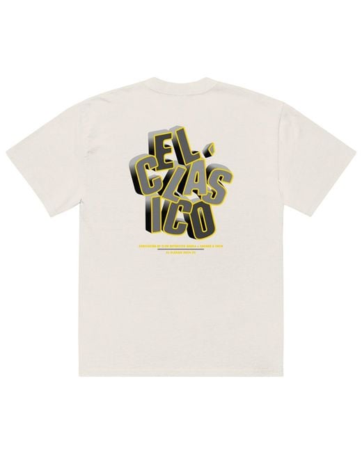 Anchor and Crew White Neutrals Faded Bone C. D. Aguila El Clasico Football Cotton Oversized T-Shirt for men
