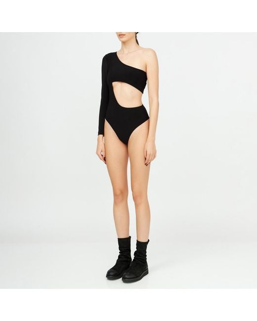 LIA ARAM Black Cutout Bustier Bodysuit