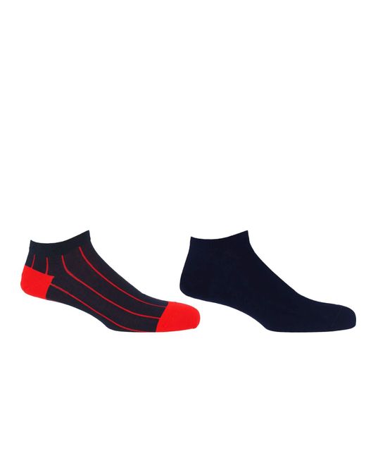 Peper Harow - Made in England Blue Pin Stripe & Classic Royal Trainer Socks Bundle for men