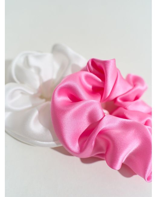 Lost Pattern Pink Silken Hair Silk Scrunchie Hair Tie