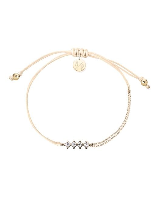 Adriana Pappas Designs Metallic Cz Crystal Bar Bracelet On Colored Cord