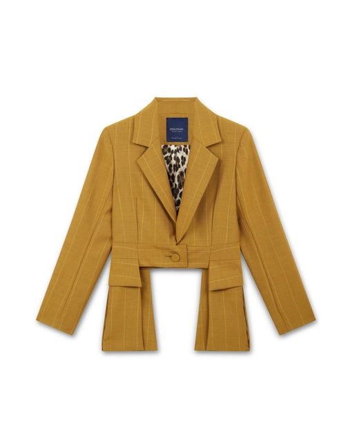 Amanda Thompson Couture Yellow Andy Suit Jacket Mustard Pinstripe