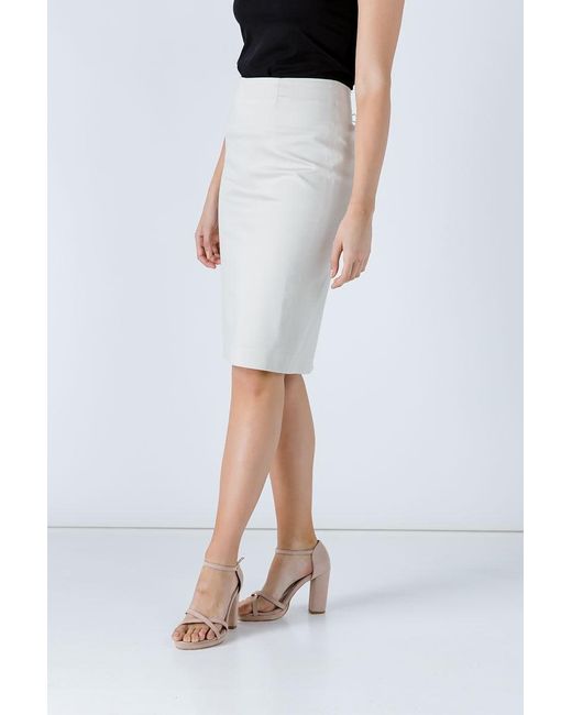 Conquista White Neutrals Cream Pencil Skirt By Fashion
