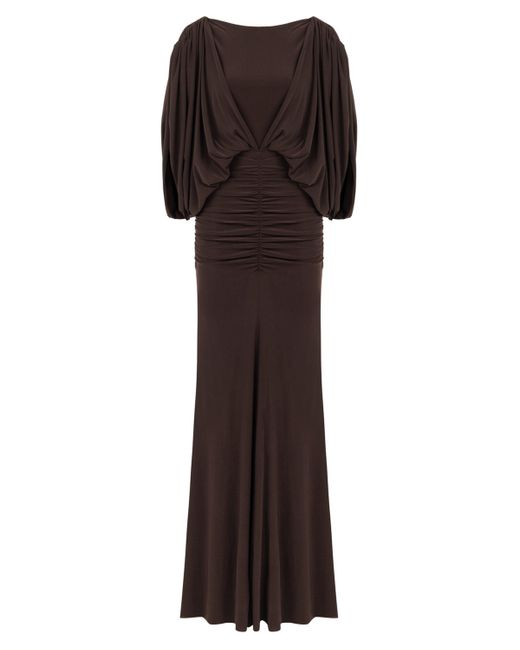 Nocturne Brown Draped Maxi Dress