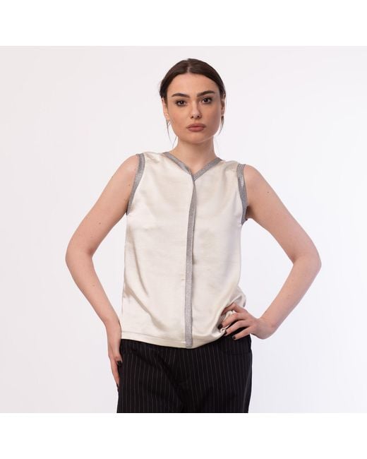 Silvia Serban Gray Reversible Satin Top