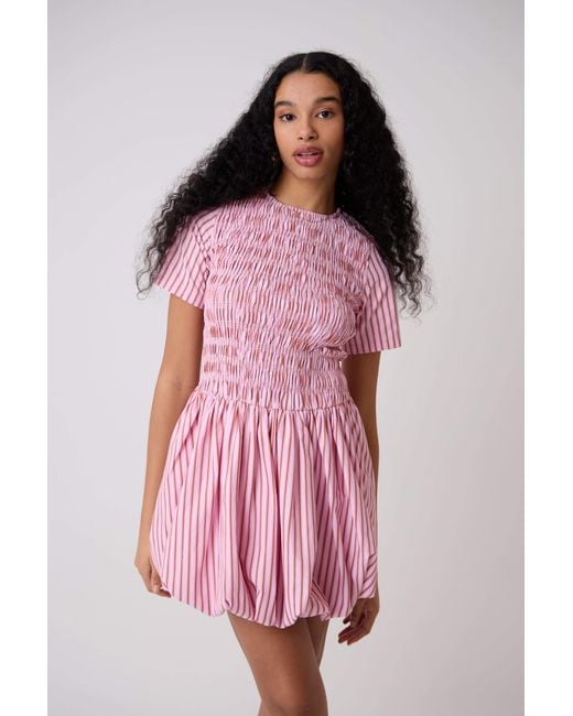 Amy Lynn Pink Eleanor Pure Cotton Stripe Mini Puffball Dress