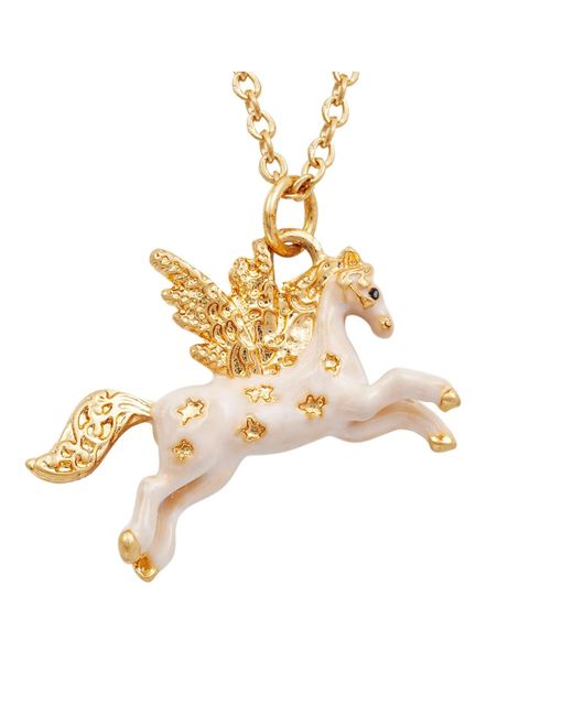 Fable England Metallic Pegasus Necklace & Huggie Earrings Set