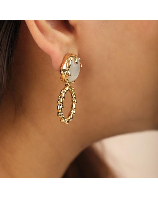 Preeti Sandhu Metallic Neutrals Molten Flame Moonstone Earrings