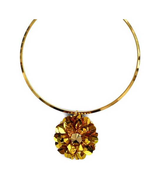 PINAR OZEVLAT Metallic Dahlia Collar Choker