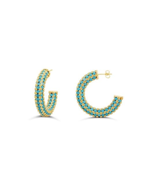 SHYMI Green Colored Crystal Pave Hoop Earrings