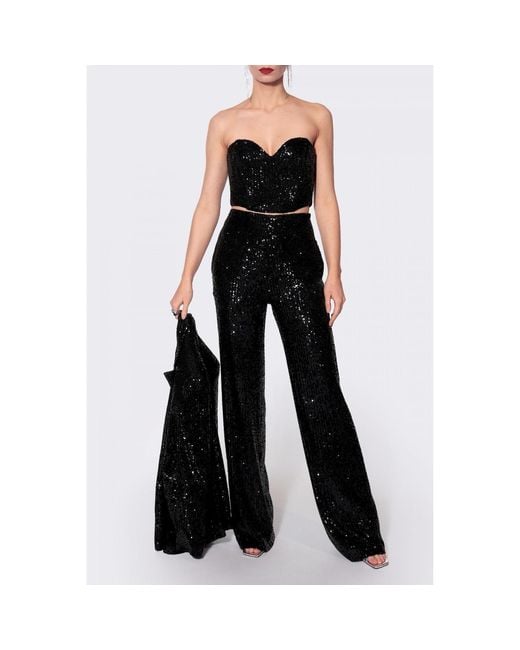 AGGI by HALEWSKI Black Lara Obsidian Sequined Corset