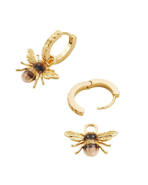 Fable England Metallic Bee Necklace & Stud Earrings Set