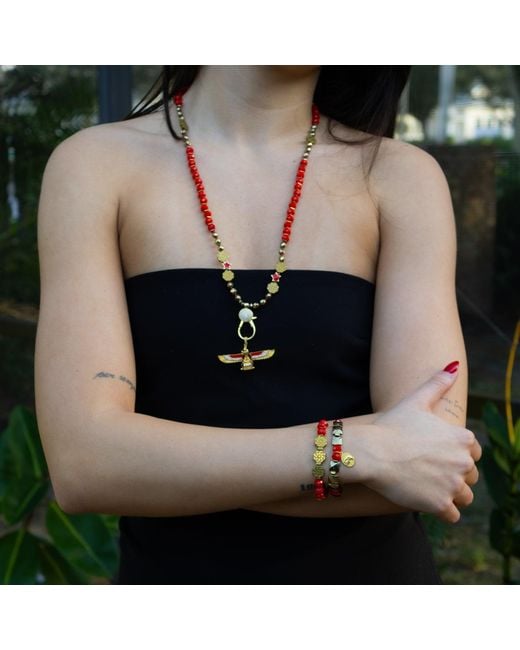 Ebru Jewelry Red Strength & Grace Energy Elephant Charm Bracelet Set