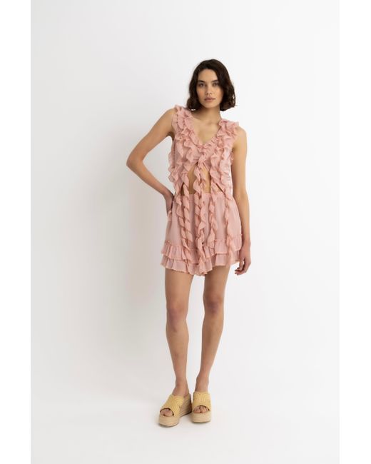 Amy Lynn Pink Paola Ruffle Chiffon Top