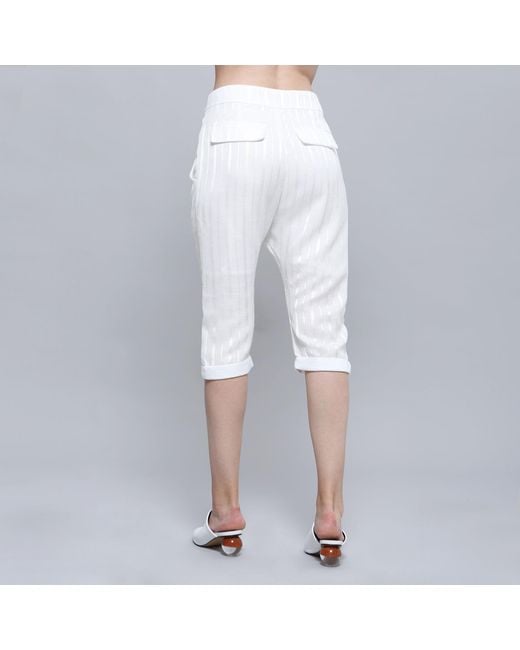 Smart and Joy Natural Satin Trim Capri Tailored Pants