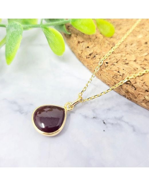 Harfi Metallic Dark Ruby Gemstone Vermeil Necklace