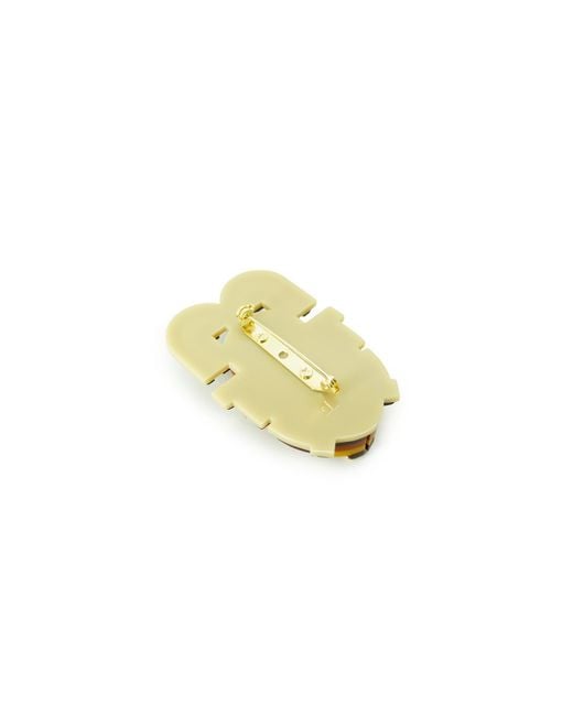Gissa Bicalho White Handmade Acrylic Brooch Scarab Deco Kahki