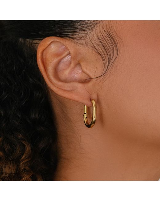 Mickey's Girl Metallic Classic Oval Waterproof Hoop Earrings