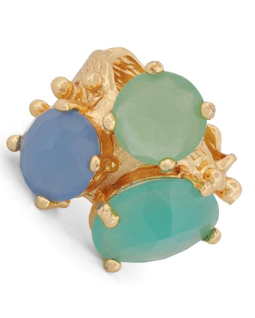 Ebru Jewelry Blue Aqua Chalcedony Goddess Adjustable Ring