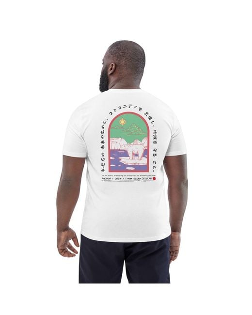 Anchor and Crew White Think Ocean Six Japan Gurafiku Organic Cotton T-Shirt for men