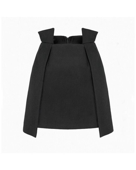 AVENUE No.29 Black Wool Blend Wrap Mini Skirt