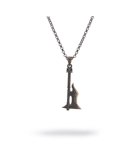 Ebru Jewelry Metallic Warrior's Flame Axe Necklace for men