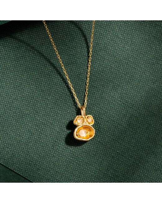Claire Hill Designs Metallic Moonstone Lichen Pendant Necklace