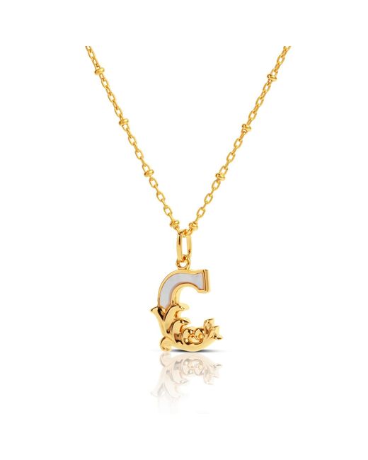 Kasun Metallic Plated C Initial Necklace With Mother Of Pearl