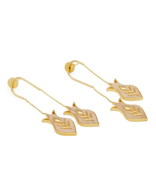 Dhwani Bansal Metallic Amphora Earrings With Mother Of Pearl