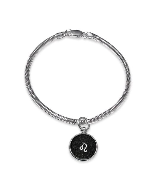 N'damus London Metallic Leo Zodiac Astrolab Leather & Sterling Bracelet