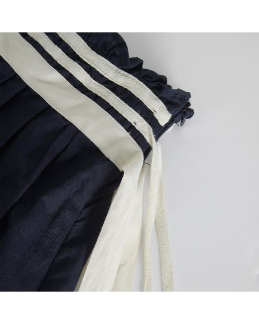Smart and Joy Blue Flared Linen Midi Skirt