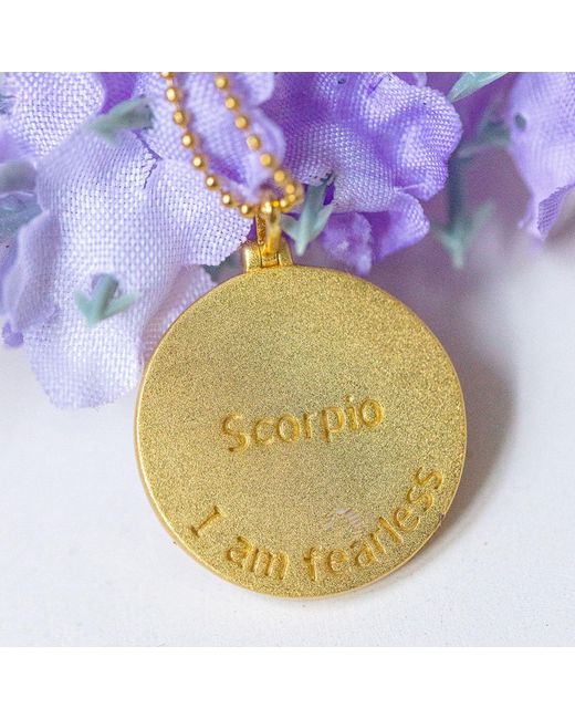 Azura Jewelry New York Metallic Scorpio Zodiac Mantra Necklace Vermeil